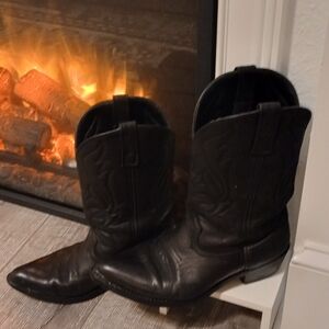 Black Leather Cowboy Boots - Men's Western Style